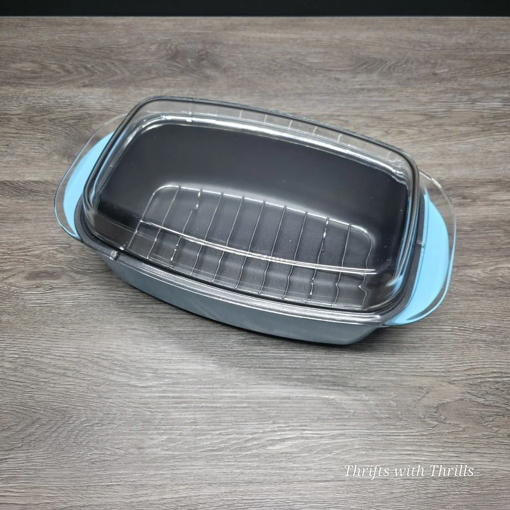 Cook' Essentials Blue 6 Qt Casserole Dish -  Cast Aluminum With Wire Rack - New‎